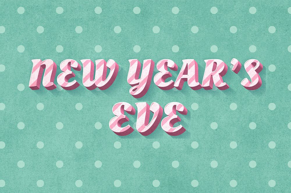 New year's eve text 3d vintage typography polka dot background
