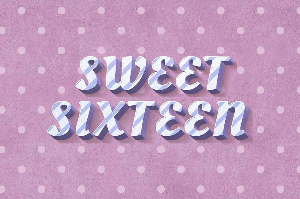 Sweet sixteen 3d vintage word clipart