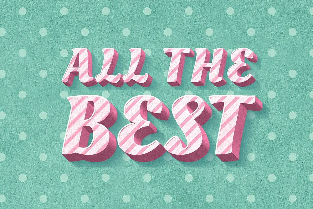 All the best text 3d vintage word clipart polka dot background
