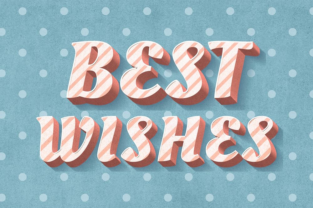 Best wishes word colorful candy cane typography