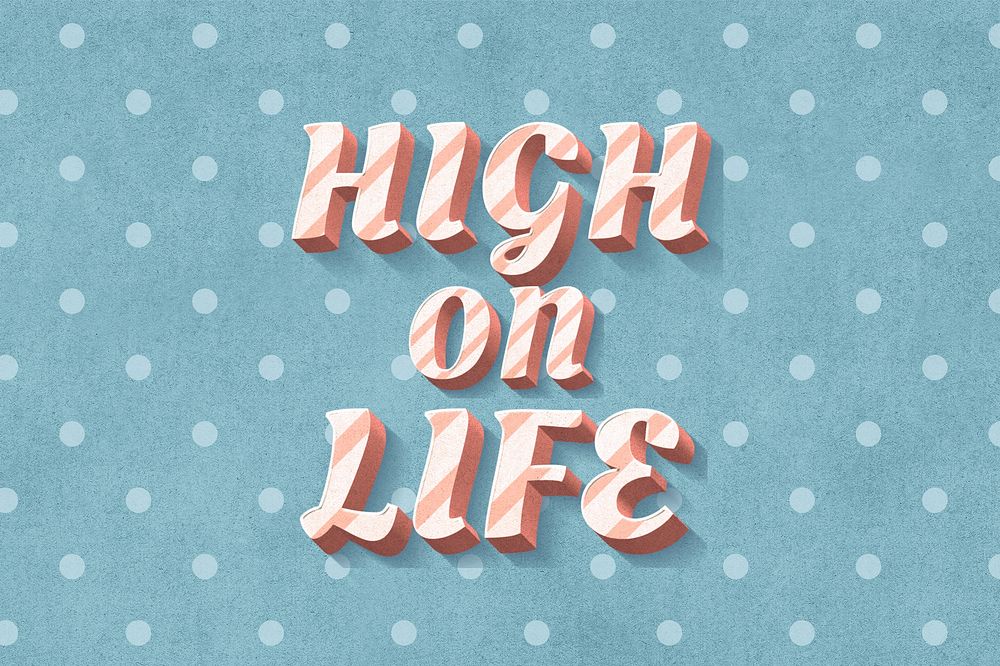 High on life word candy cane typography