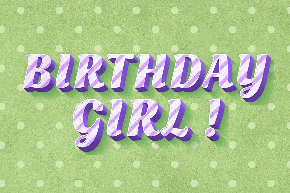 Birthday girl! text pastel stripe pattern