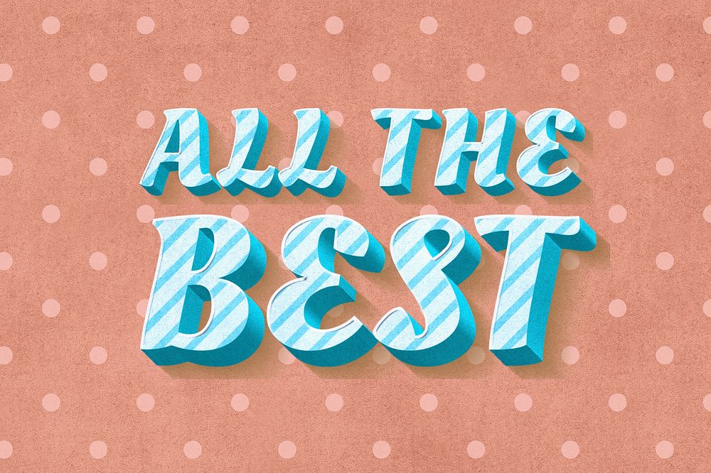 All the best word candy cane colorful typography