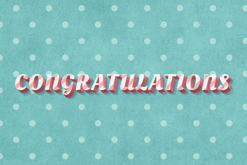 Congratulations word candy cane typography