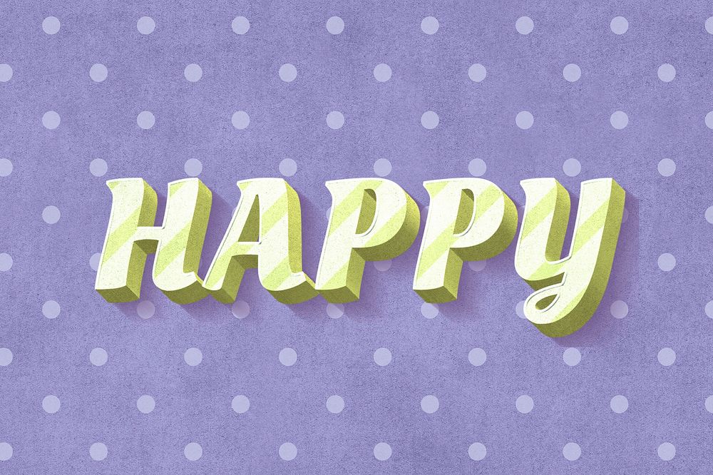 Happy text vintage typography polka dot background