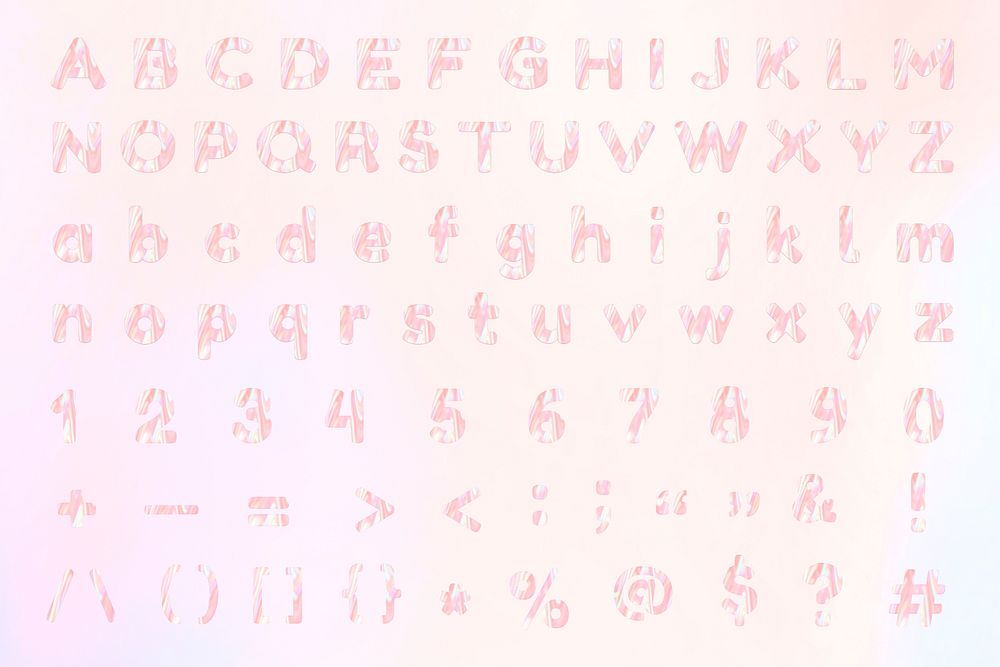 English letters numbers symbols psd holographic pastel collection