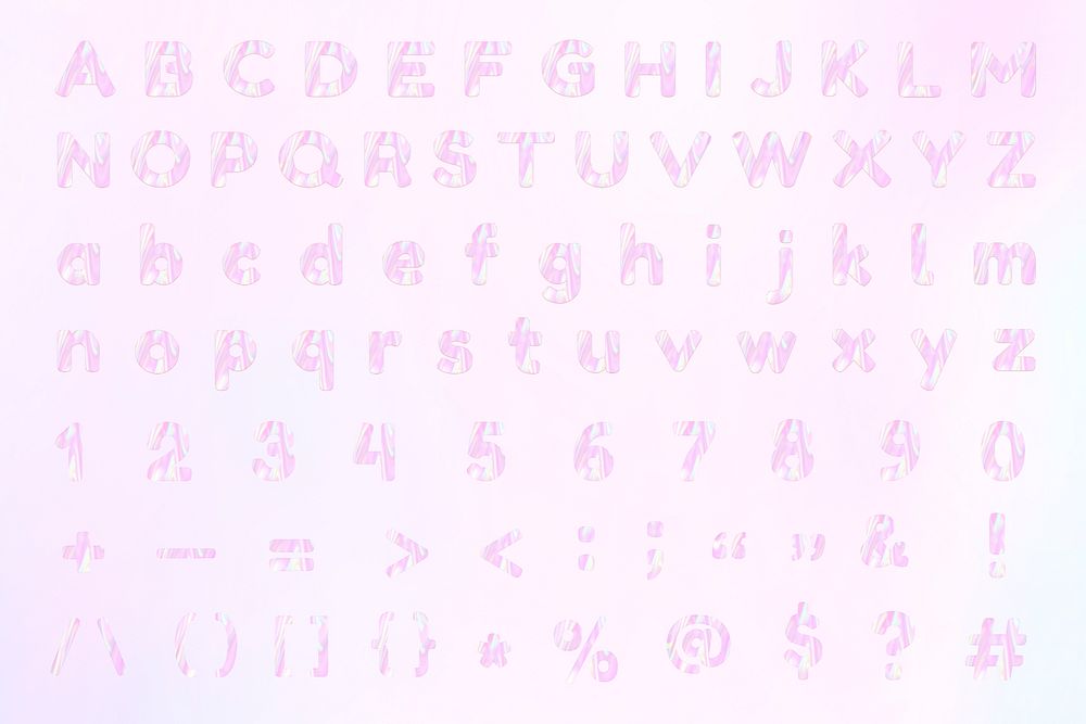 Letters numbers symbols psd holographic font set