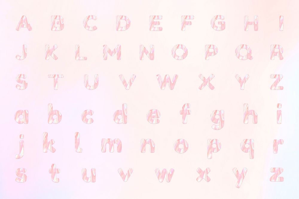 Holographic pastel psd English alphabet collection