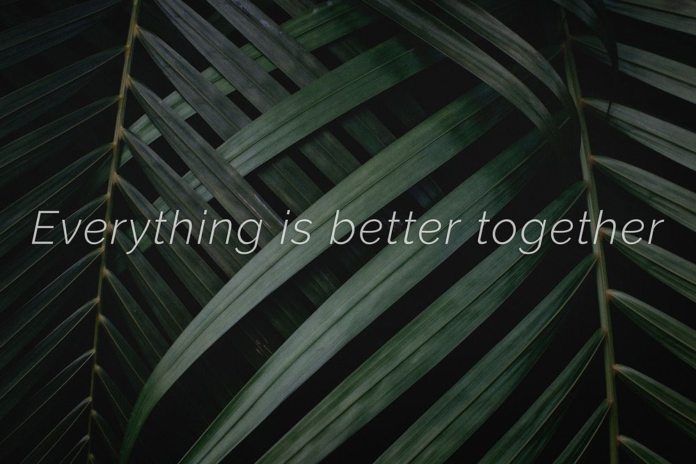 Everything is better together quote on a palm leaves background