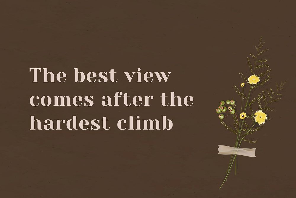 The best view comes after the hardest climb quote on wall