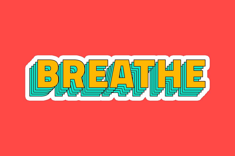 Breathe layered typography psd sticker