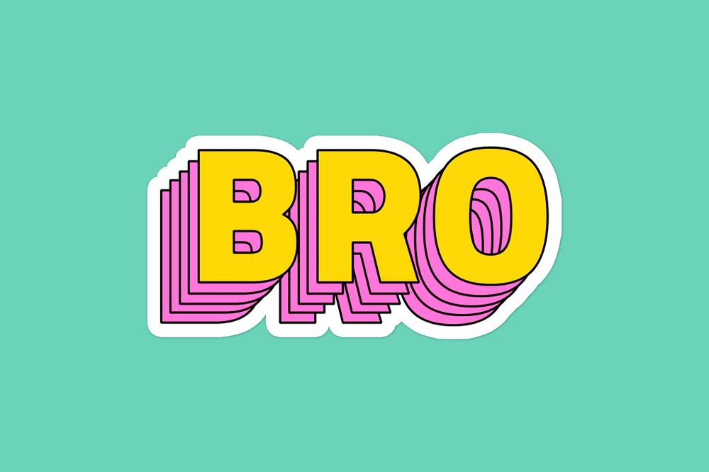 Bro layered typography psd sticker