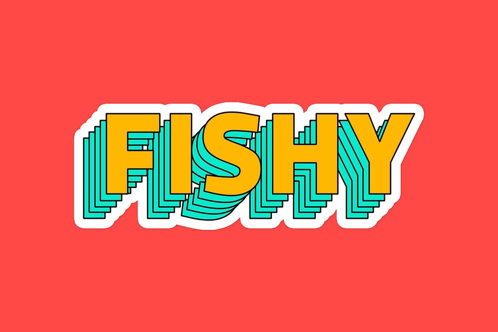 Fishy layered typography psd sticker