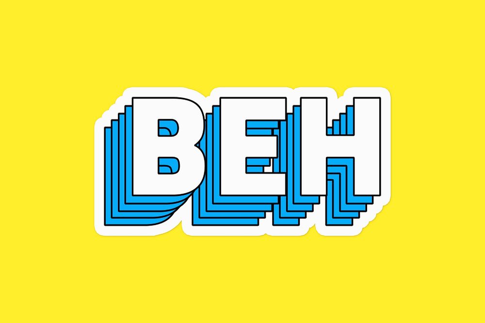 Beh layered typography psd sticker