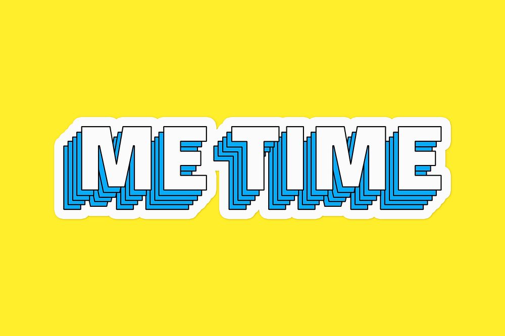 Me time layered typography psd sticker