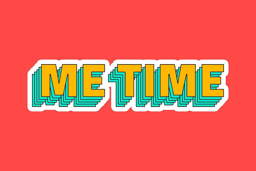 Me time layered typography psd sticker
