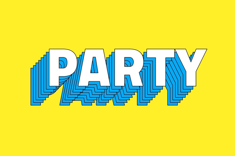 Party layered typography vector word