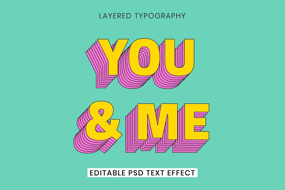 Retro layered word editable psd text effect template