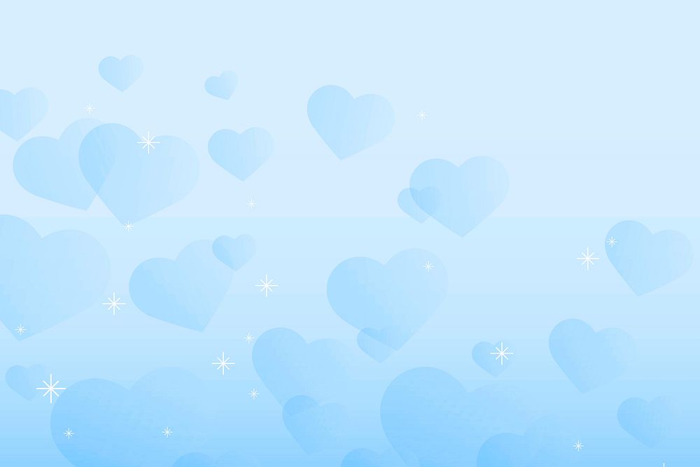 Abstract sparkle heart pattern vector blue background