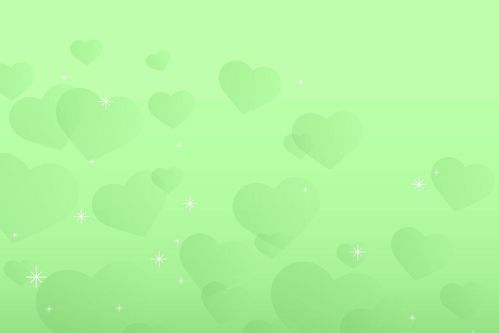 Vector sparkle heart pattern green background