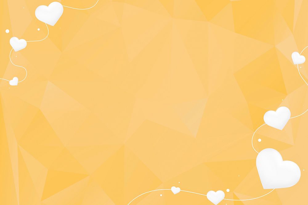 Vector heart string border yellow prism pattern background