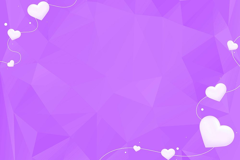 Vector heart border prism pattern purple background