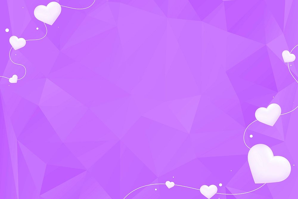 Cute white heart purple background design space