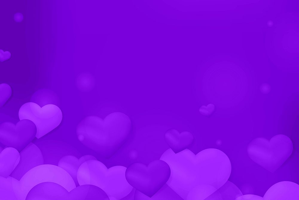 Vector purple heart bubble bokeh pattern background