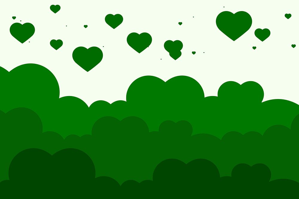 Vector heart above cloud green background