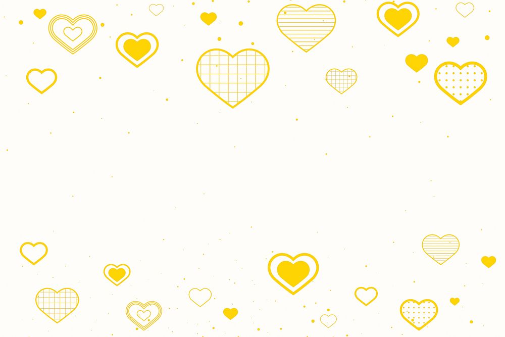 Vector lovely yellow border decorated with hearts