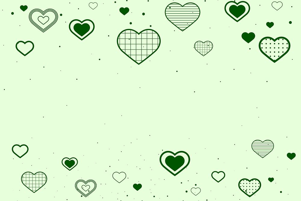 Vector cute green border decorated with hearts
