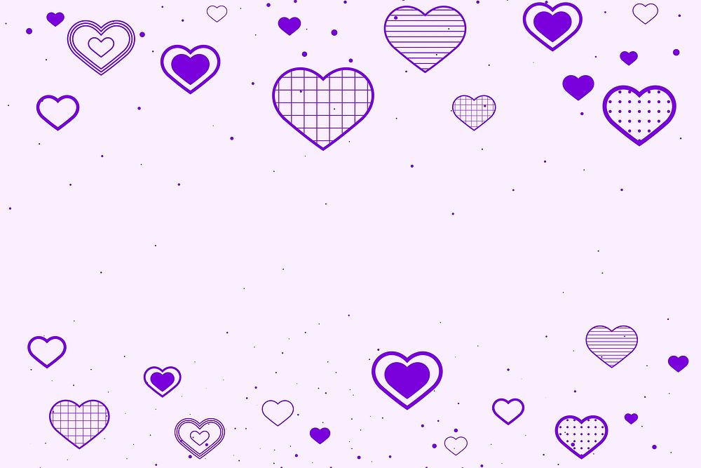 Vector purple border decorated with hearts