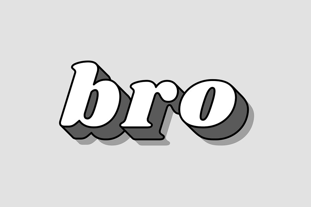 Retro bold font bro word shadow typography