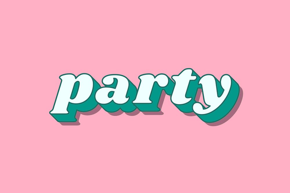 Party text shadow effect bold font typography