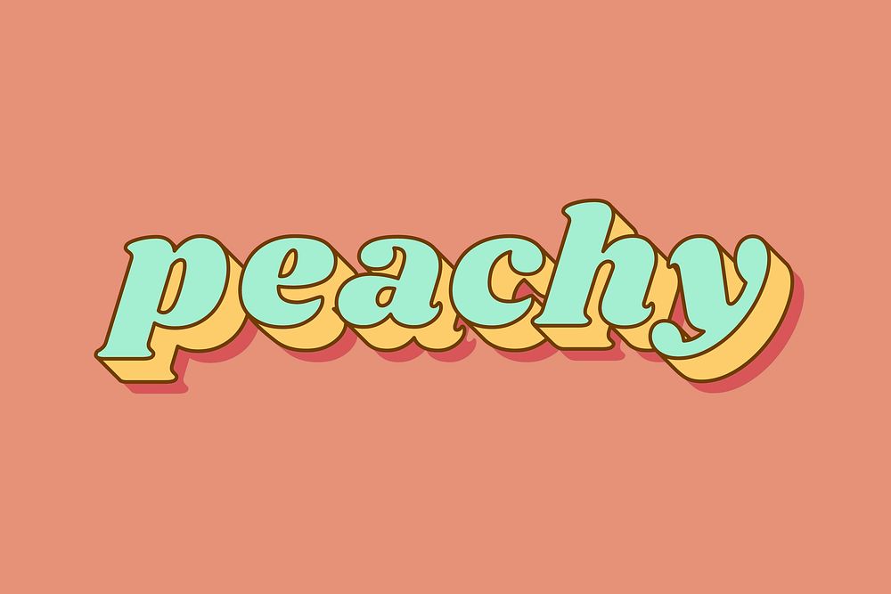 Retro bold font peachy word shadow typography