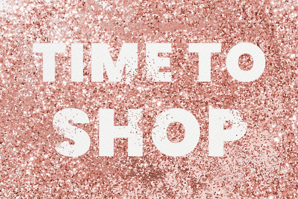 Time to shop typography on a copper glitter background