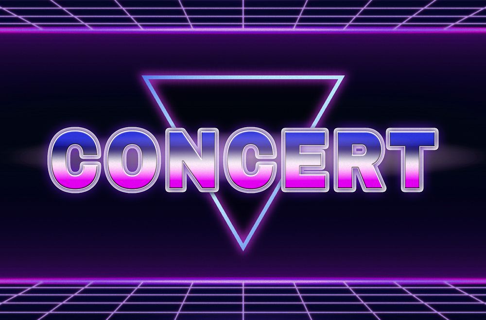 Concert retro style word on futuristic background