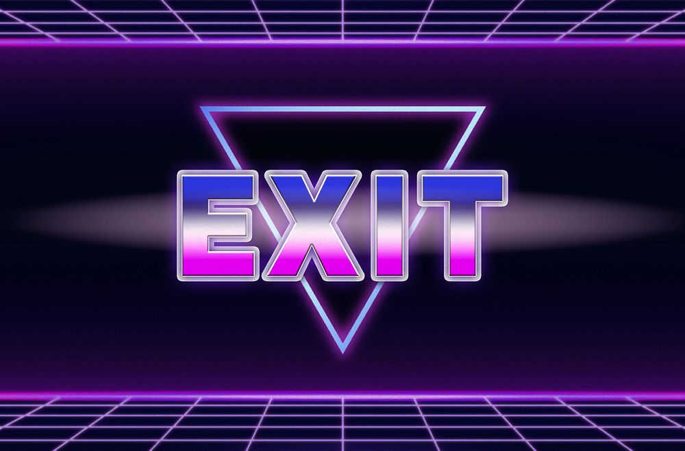 Exit retro style word on futuristic background
