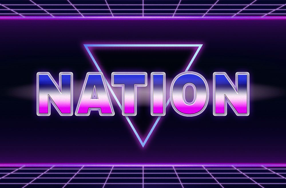 Nation retro style word on futuristic background