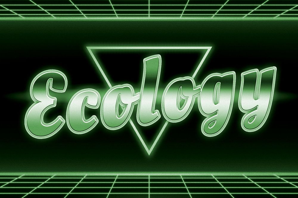 Futuristic ecology neon grid typography