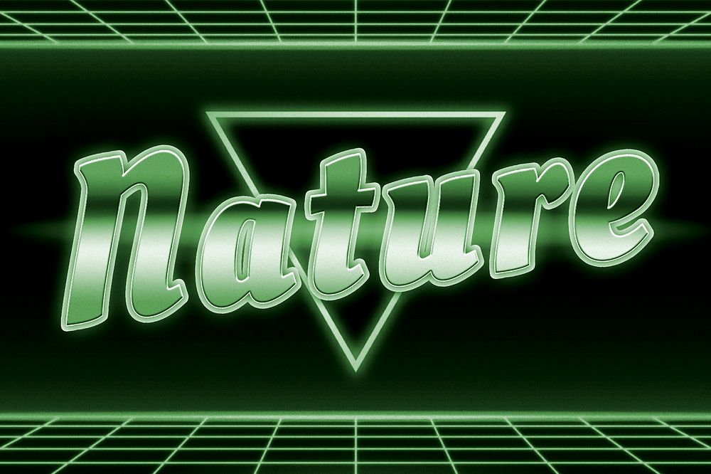 80s green nature word neon typography