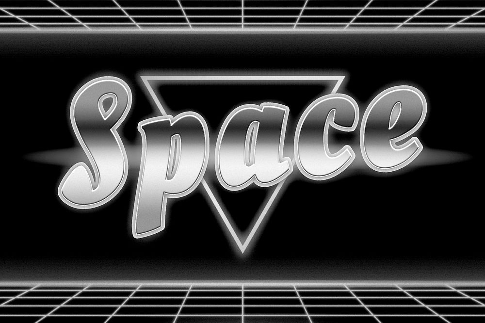 Retro 80s space neon word grid lines