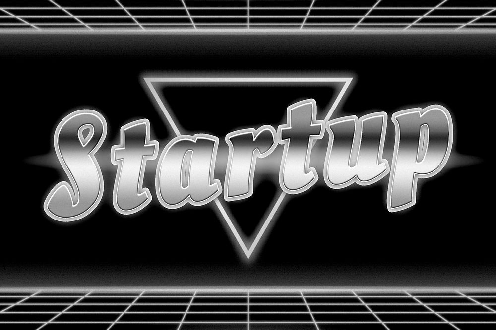80s startup retro neon typography
