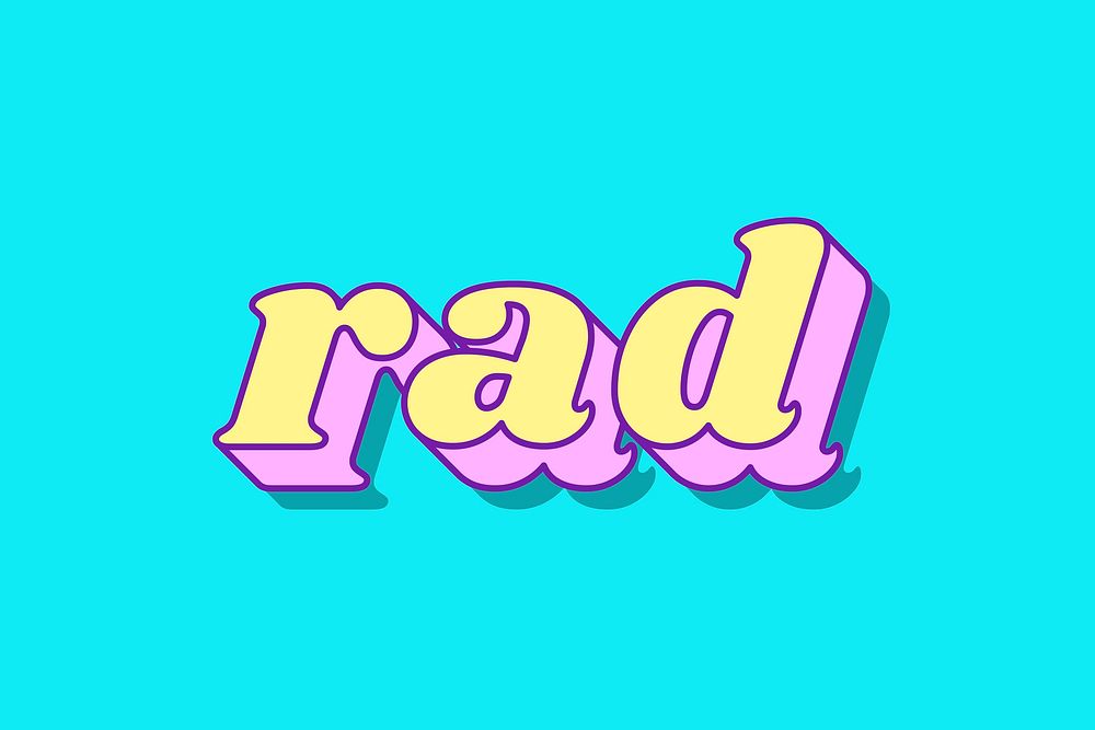 Rad word funky bold typography vector