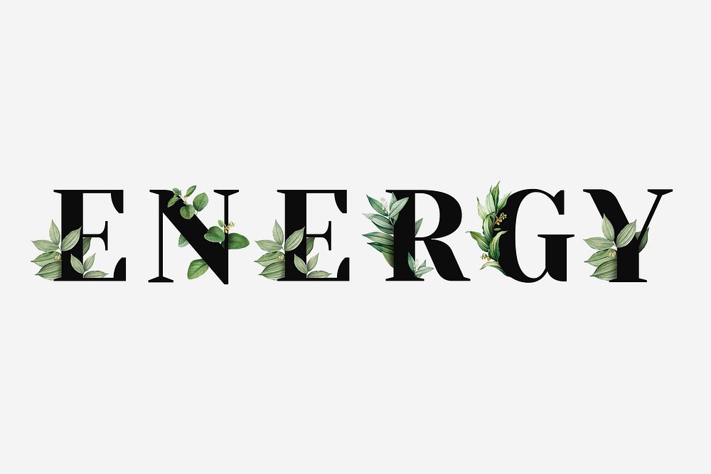 Botanical ENERGY vector word black typography