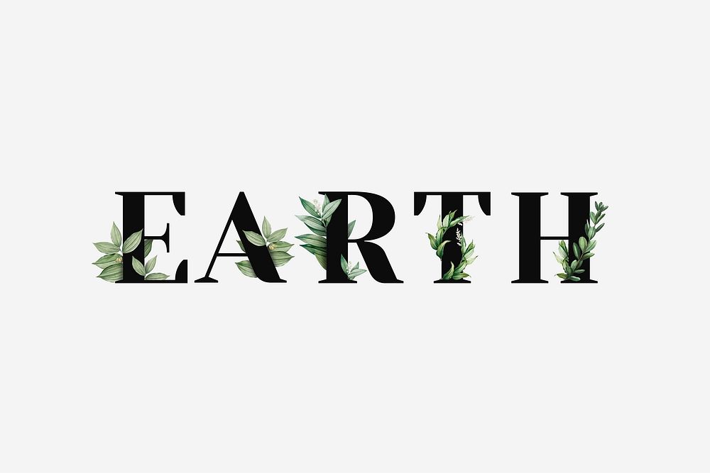Botanical EARTH vector word black typography