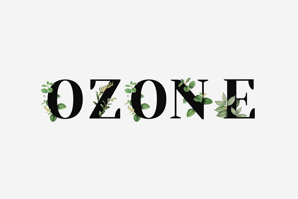 Botanical OZONE vector word black typography