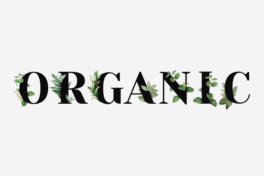 Botanical ORGANIC psd word black typography