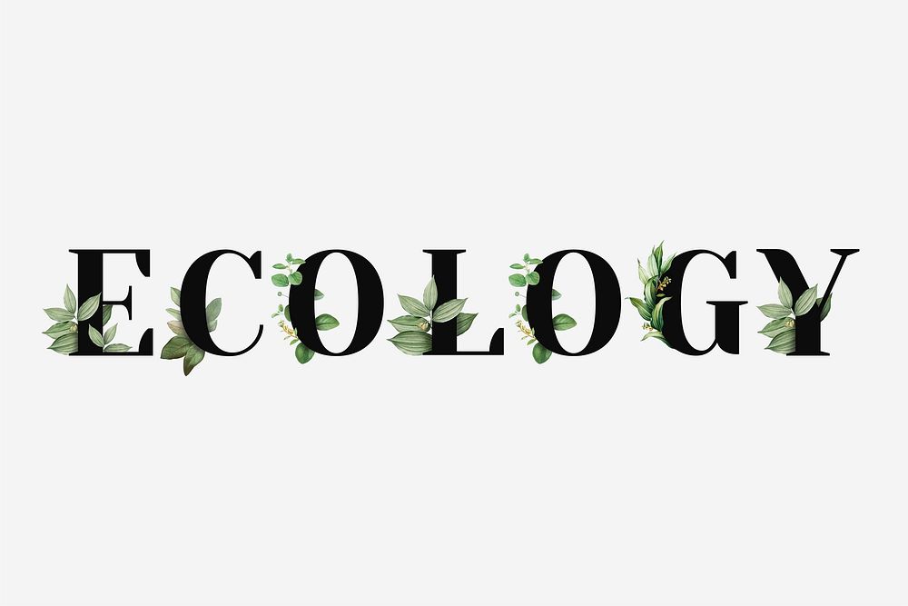 Botanical ECOLOGY psd word black typography