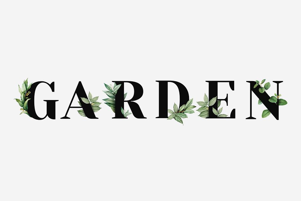 Botanical GARDEN vector word black typography